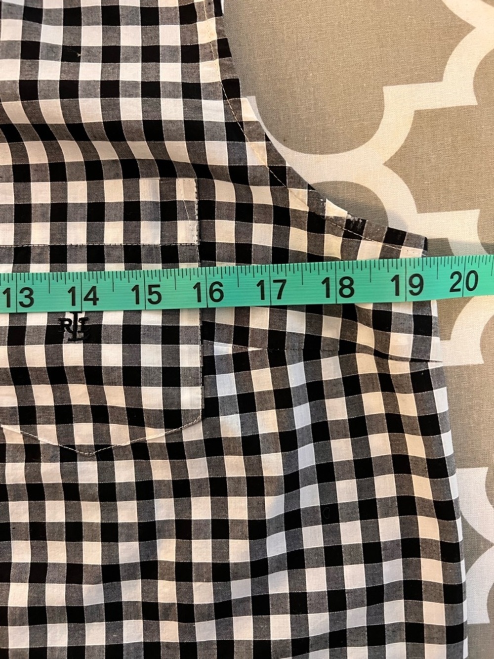 Ralph Lauren Sleeveless Gingham Tie-Front Shirt - Black & White - Picture 6 of 7